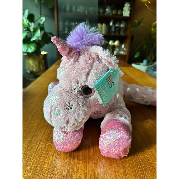 Hug Me Unicorn Plush Pink Purple Snowflakes New Tag 2022 Large Stuffed Animal - Picture 5 of 12